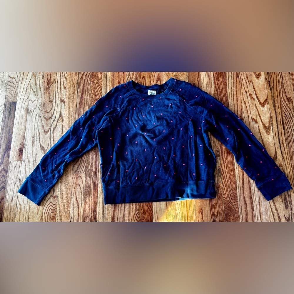 J. Crew Vintage Fleece Sweatshirt With Mini Hearts - Medium